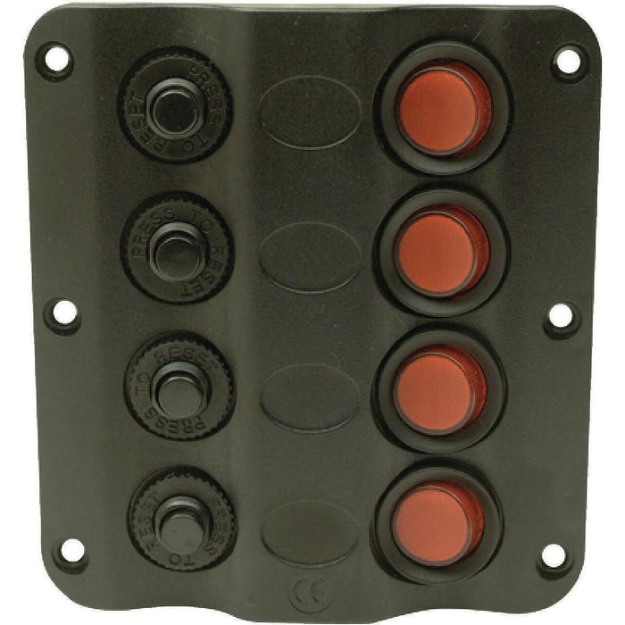 Seachoice 12321 LED 12V 4-Switch Distibution Panel, Pre-Wired, Boat Panel Mount