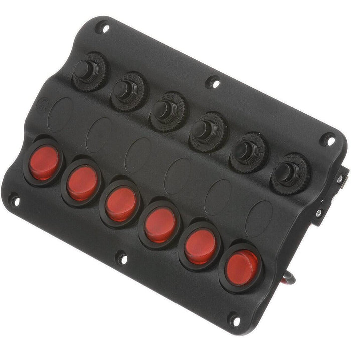 Seachoice 12331 LED 12V 6-Switch Distibution Panel, Pre-Wired, Boat Panel Mount