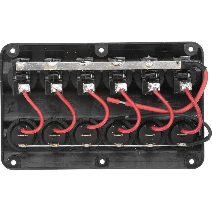 Seachoice 12331 LED 12V 6-Switch Distibution Panel, Pre-Wired, Boat Panel Mount