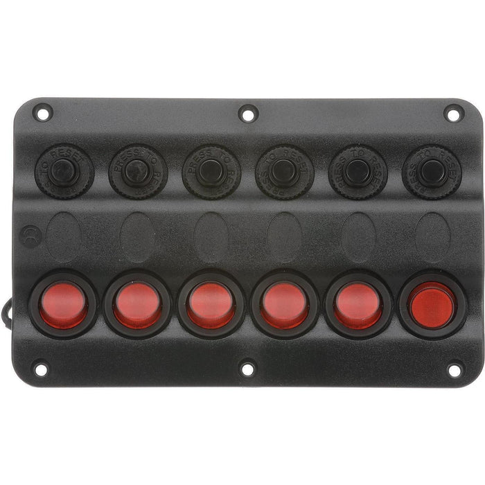 Seachoice 12331 LED 12V 6-Switch Distibution Panel, Pre-Wired, Boat Panel Mount
