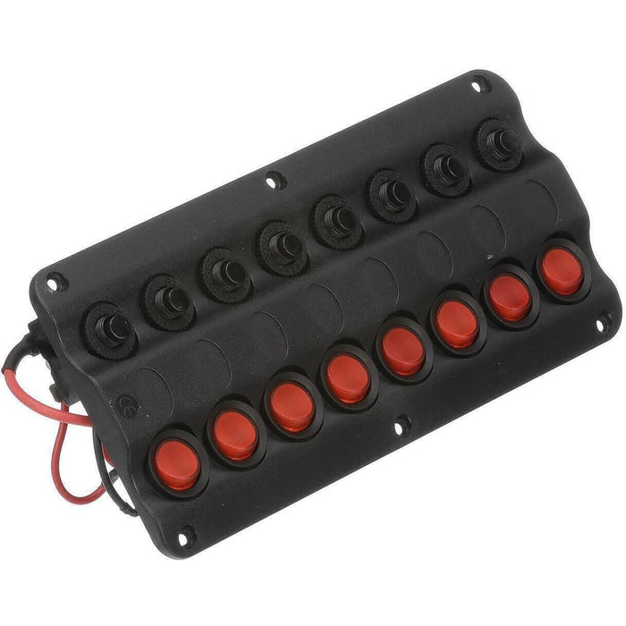 Seachoice 12341 LED 12V 8-Switch Distibution Panel, Pre-Wired, Boat Panel Mount