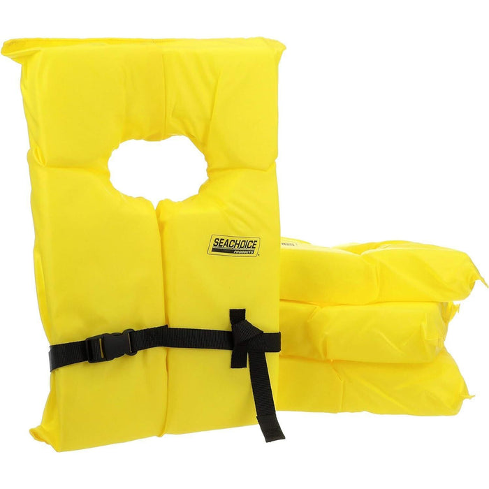 Seachoice EPE1110AK1AUPK4Y-86010 Adult Universal Type II USCGA Life Vests w/Bag, Yellow, 4-Pack