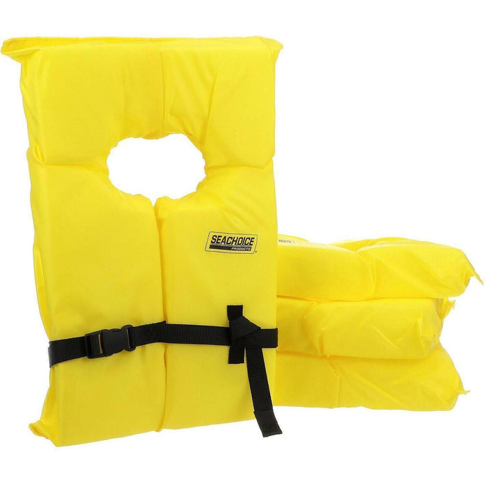 Seachoice EPE1110AK1AUPK4Y-86010 Adult Universal Type II USCGA Life Vests w/Bag, Yellow, 4-Pack