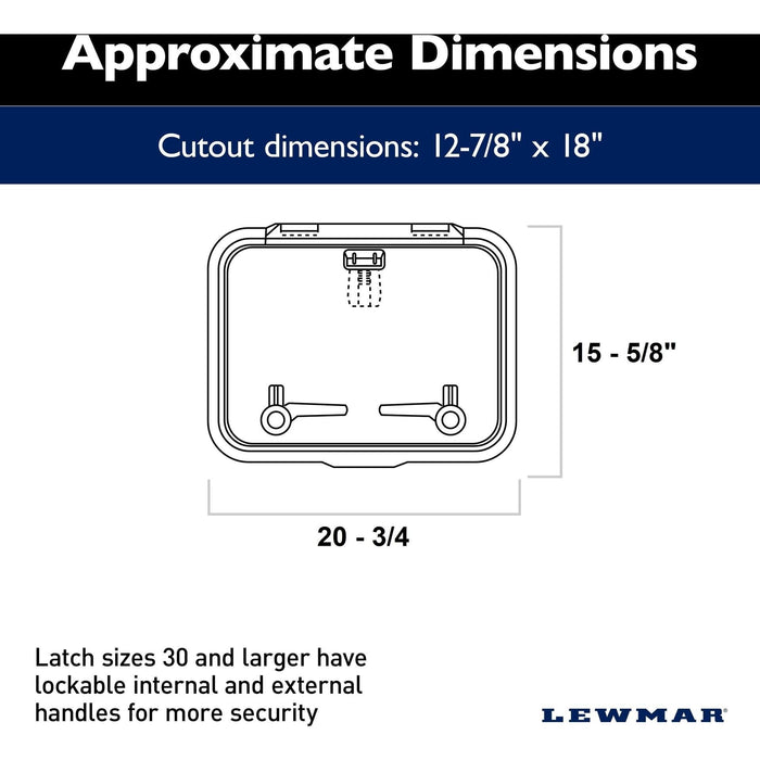 Lewmar 39930030 Low Profile Size 30 Rectangular Self Supporting Hatch