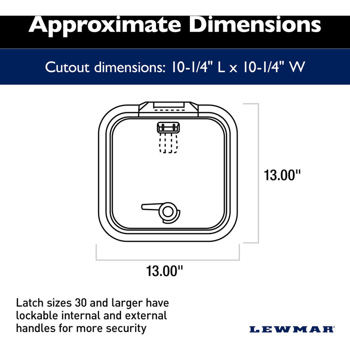 Lewmar 39910030 Low Profile Size 10 Rectangular Self Supporting Hatch