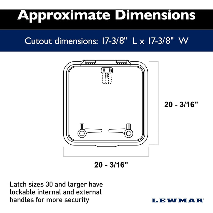 Lewmar 39944030 Low Profile Size 44 Rectangular Self Supporting Hatch
