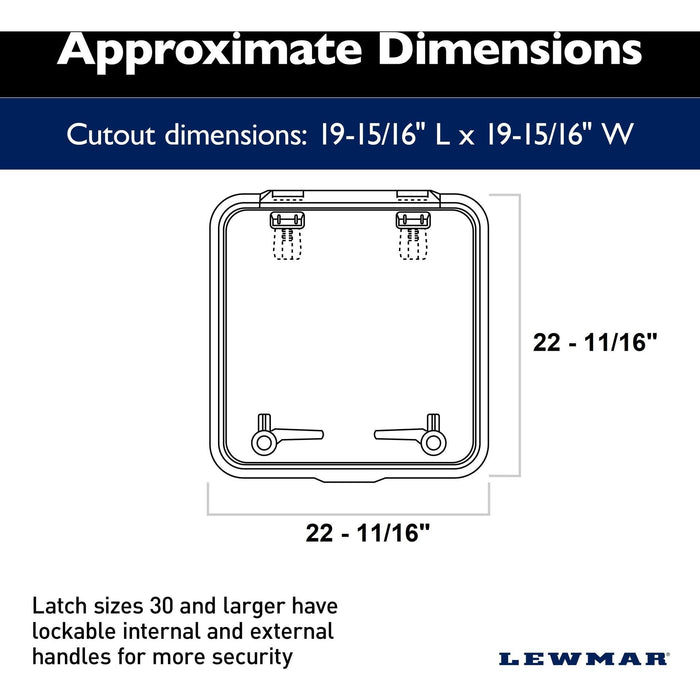 Lewmar 39960030 Low Profile Rectangular Hatch, Size 60