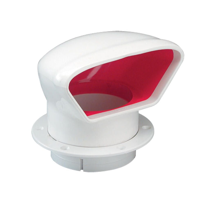 Marinco N10864 Deluxe Low Profile PVC Cowl Vent, White, Bright Red Interior, Includes Snap-In Deck Plate and Cover
