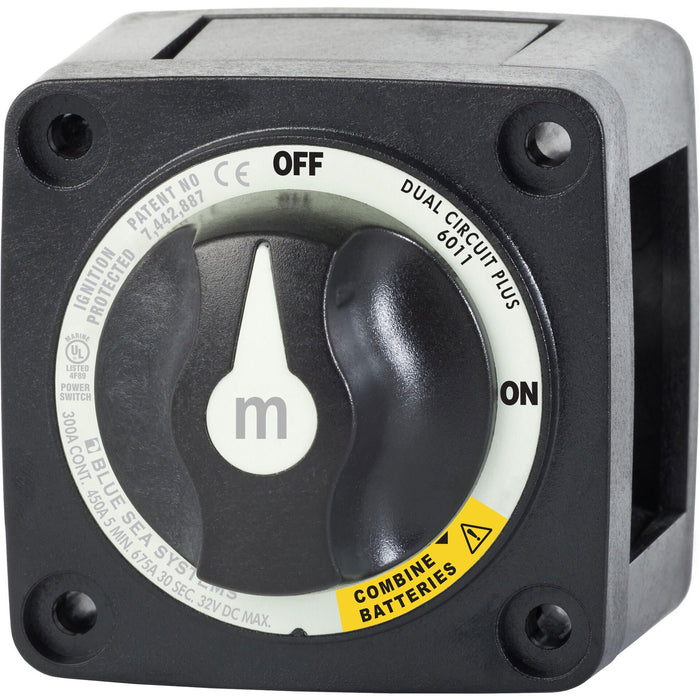Blue Sea 6011200-BSS 6011200 M Series Dual Circuit Plus On-Off-Both Battery, Switch, Black
