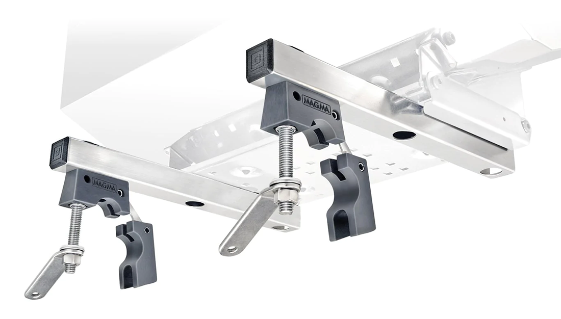 Magma T10-680 Dual Extended Horizontal Round Rail Mount, Fits 1" Rails, For ChefsMate, Newport, Catalina, FirstMate Tables