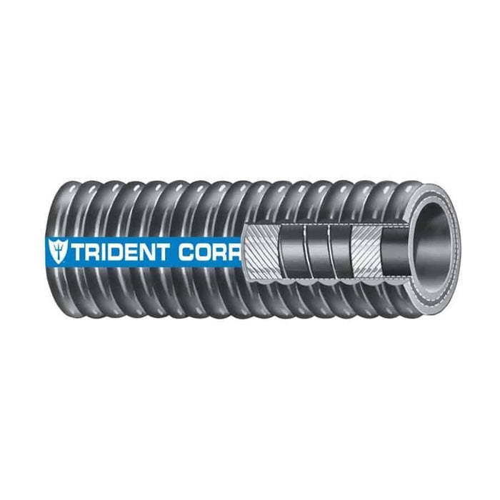 Trident Marine 252-2124 Trident Flex Corrugated Hardwall Exhaust Hose, 2-1/2" x 12.5'