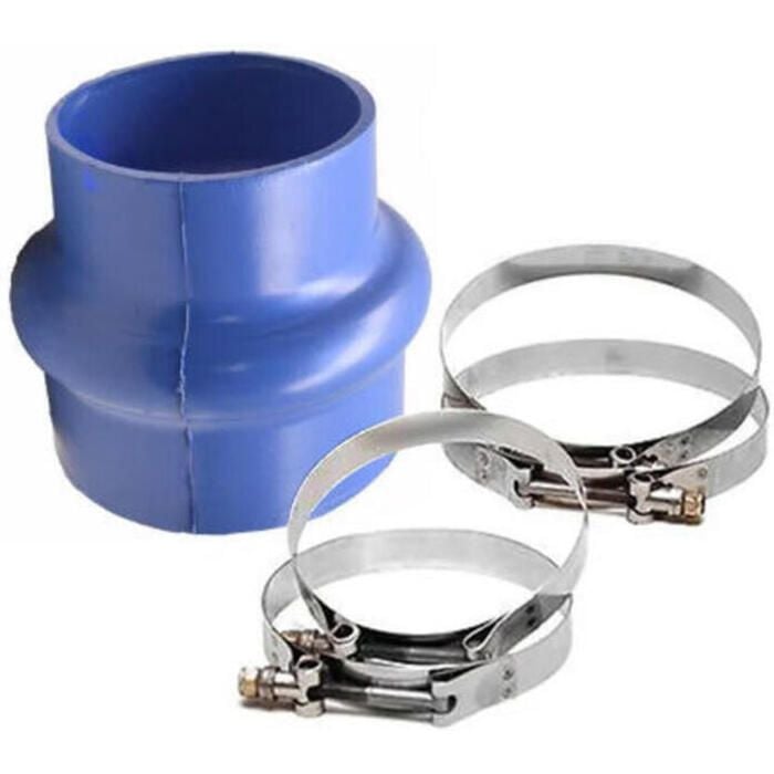 Trident Marine 270V5040-S/S Trident Blue Silicone "VHT" Single Hump Hose, w/T-Bolt Clamps, 5" to 4"