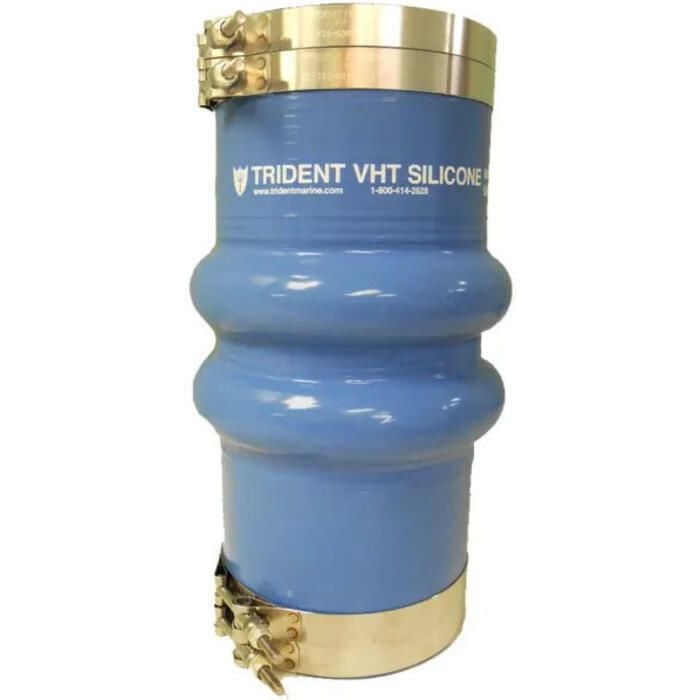 Trident Marine 274V6000-S/S Blue Silicone "VHT" Double Hump Hose w/T-Bolt Clamps, 6"