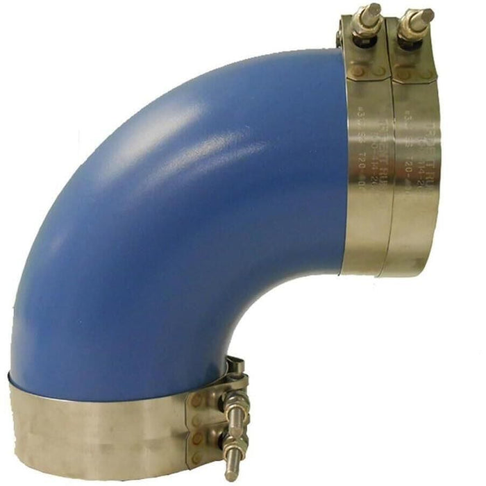 Trident Marine 290V2000-S/S Trident Blue Silicone "VHT" 90 Degree Elbow w/T-Bolt, Clamps, 2"
