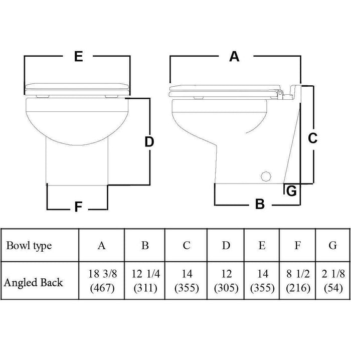 Raritan 220HS01201 Marine Elegance Angled Back, Fresh Water & Remote, 12V Toilet, White