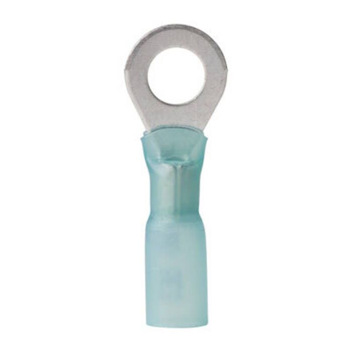Ancor 311403 Marine Grade Heat Shrink Ring Terminals, 1/4" Fastener, 16-14 Wire, Blue, 3/Pk