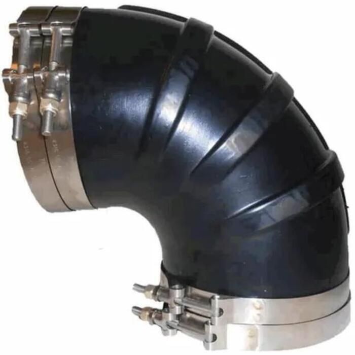 Trident Marine TRL-890-S/S Trident Black Rubber 90 Degree Elbow w/T-Bolt Clamps, 8"