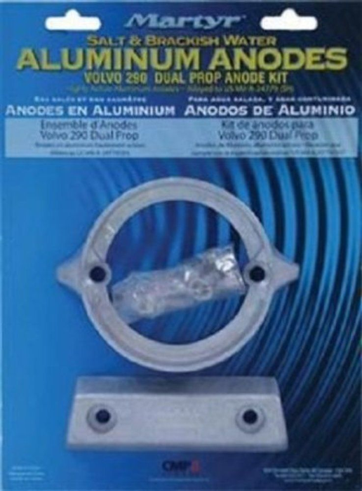 Martyr CM290DPKITA Alum Anode Kit, Volvo Penta 290 DP, contains 1-875821, 1-852835 and Fastening Hardware