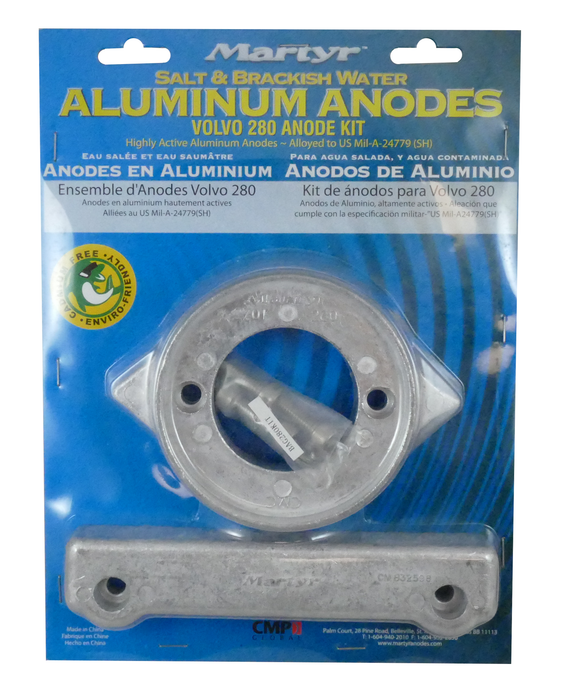 Martyr CM280KITA Anode Kit, For Volvo Penta 280 Engine (Contains 1-V18, 1-CM832598, Hardware)