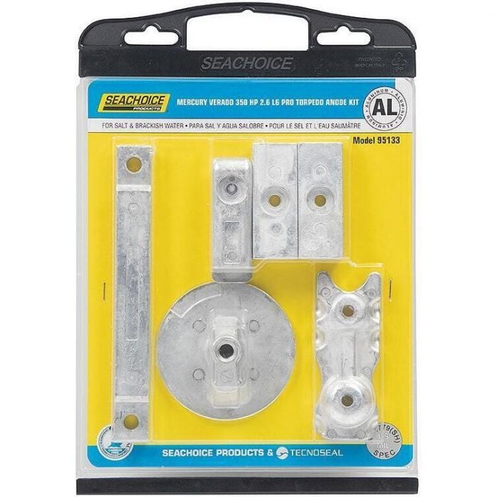 Seachoice 95133 Aluminum Anode Kit For Mercury Verado 350 2.6 L6 Pro Torpedo