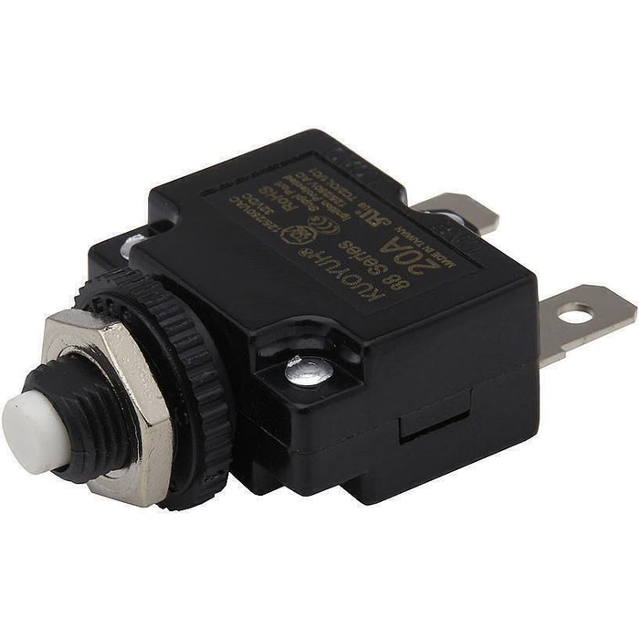Seachoice 13411 Mini Push to Reset Circuit Breaker, 20 AMP