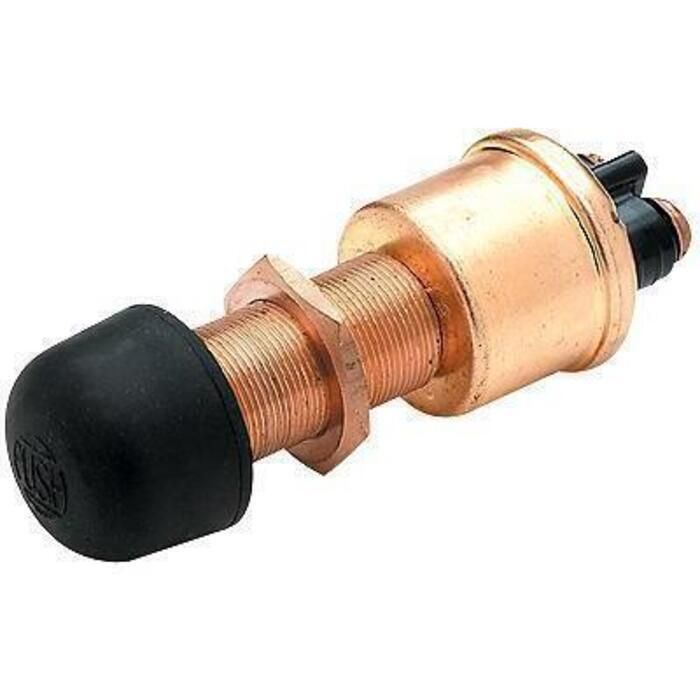 Seachoice 11771 2 Position Push Button Switch With Brass Body, Off/Mom. On