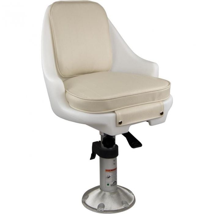Springfield 1060100 Newport Manual Economy Chair, White, Includes Seat w/ Cushions, Pedestal, Mounting Plate, Swivel
