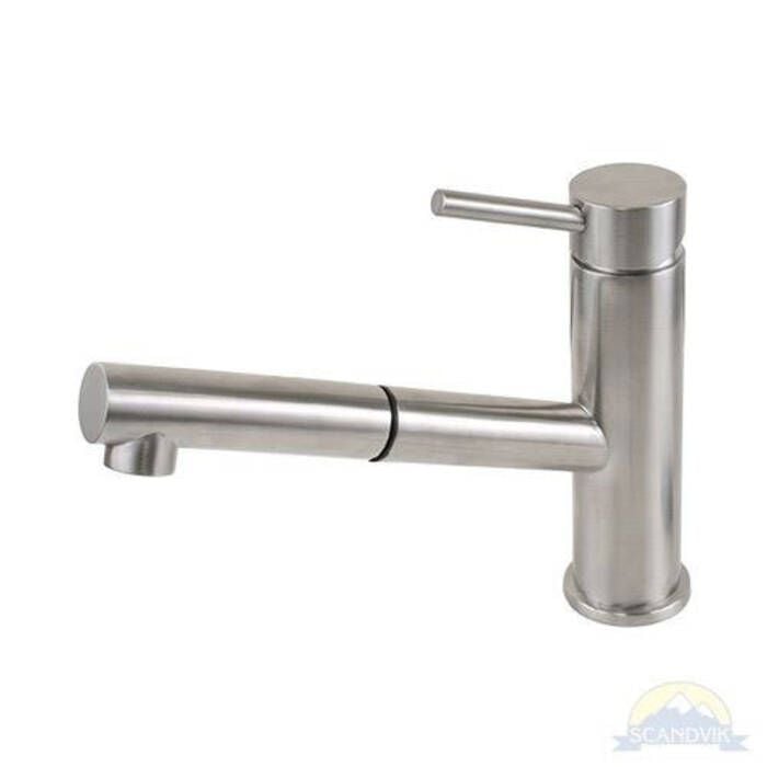 Scandvik 74122 Nordic Pull-Out Galley Mixer, Brushed Stainless Steel