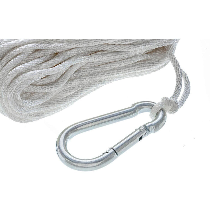 Seachoice 40221 Solid-Braid Nylon Anchor Line, White, 3/16" x 100'