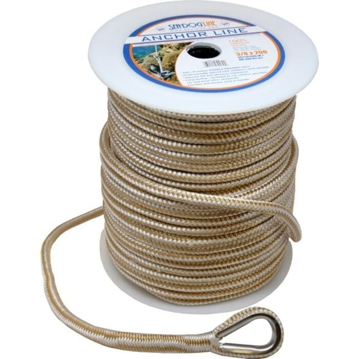 Sea Dog 302110100G/W-1 Premium Double Braided Nylon Anchor Line Gold/White, 3/8" Ã— 100'