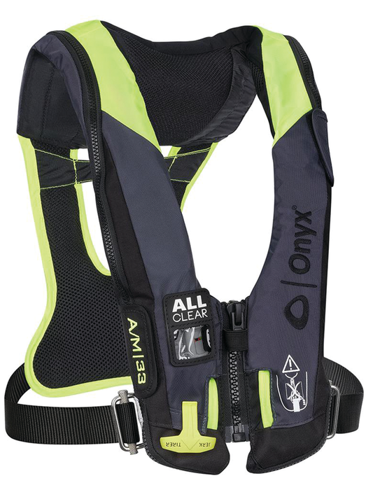 Kent 134300-701-004-21 Onyx Impulse A/M 33 All Clear w/Harness Auto/Manual, Inflatable Life Jacket Grey
