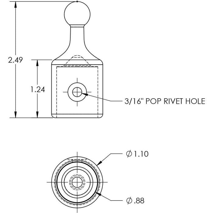 Taco Metals F11-0177S-1 Taco Ball & Socket Top Cap, 7/8"