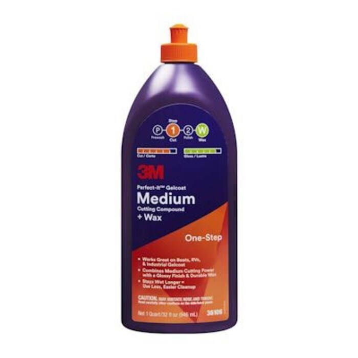 3M 051131-36106 Perfect-It Gelcoat Medium Cutting Compound/Wax, Qt.