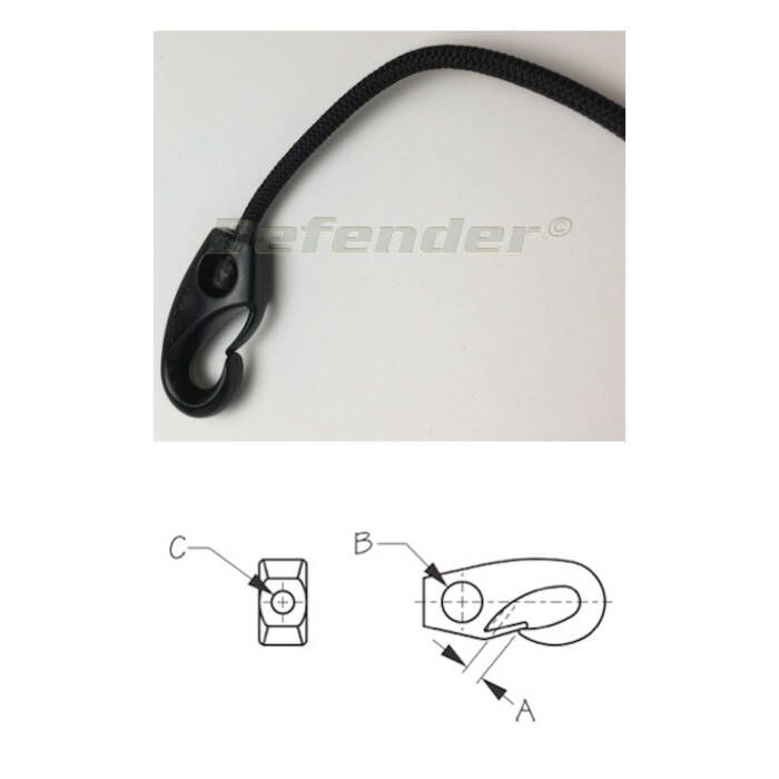 5/16" Nylon Shock Cord Clip, Black, Bulk