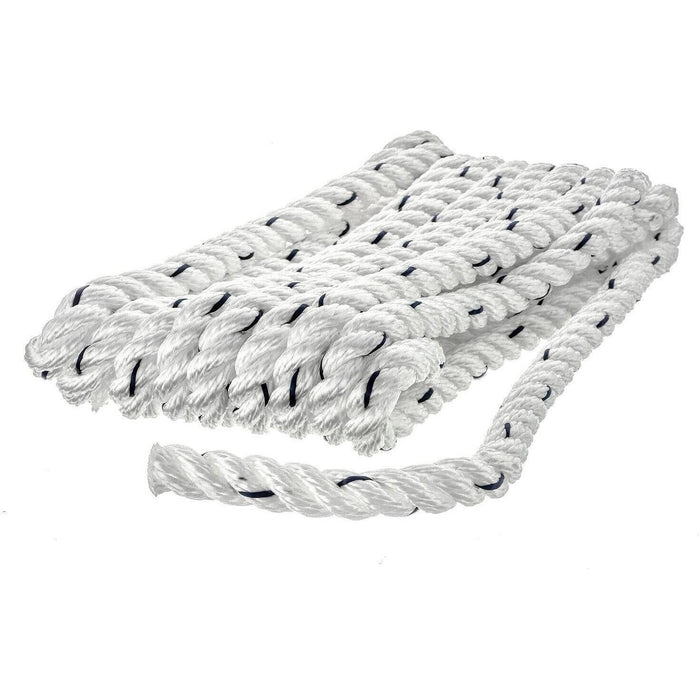 Seachoice 47501 Premium 3-Strand Twisted Nylon Dock Line, White w/ Blue Tracer, 3/8" x 10'