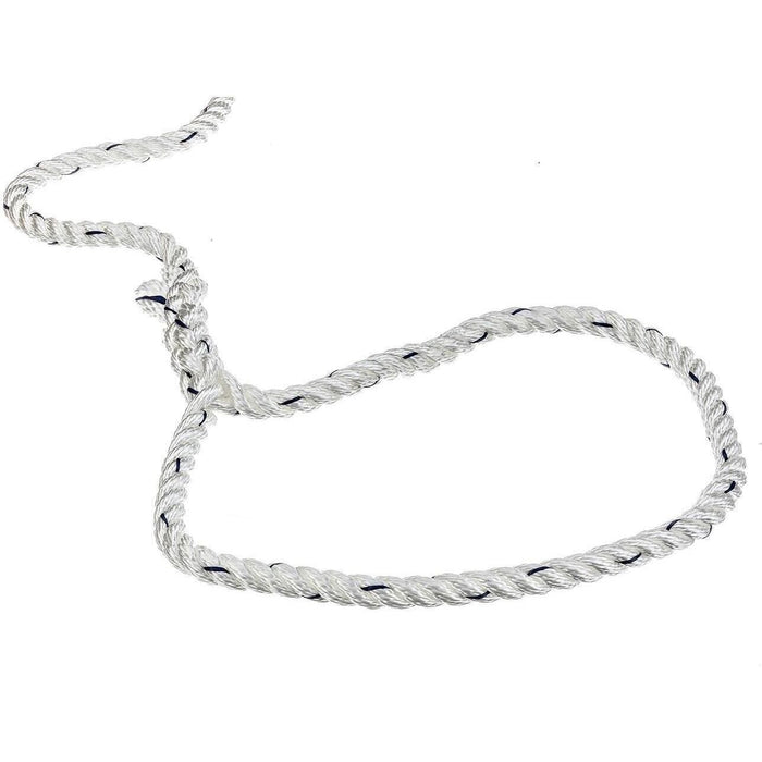 Seachoice 47511 Premium 3-Strand Twisted Nylon Dock Line, White w/ Blue Tracer, 3/8" x 15'