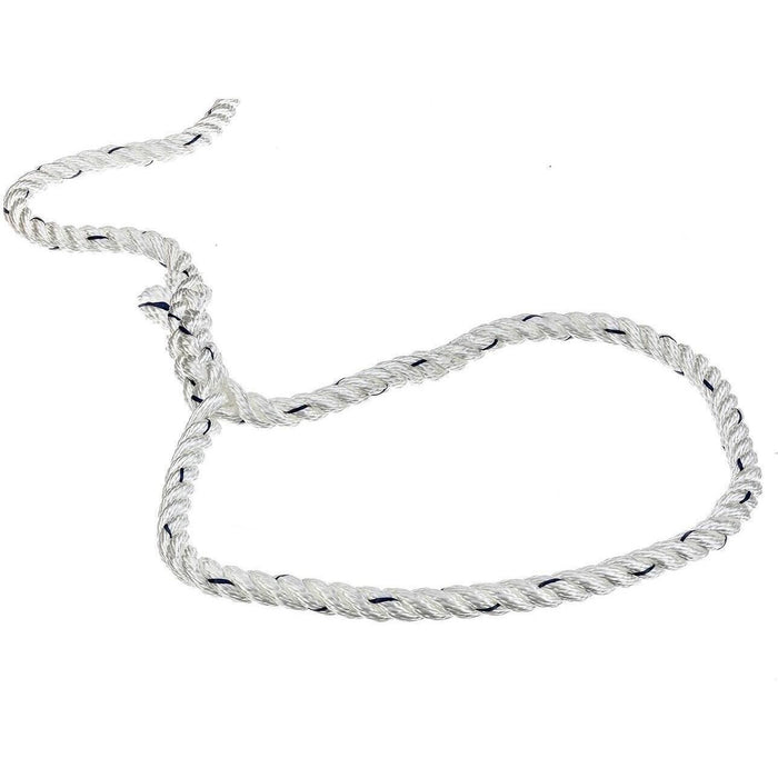 Seachoice 47501 Premium 3-Strand Twisted Nylon Dock Line, White w/ Blue Tracer, 3/8" x 10'