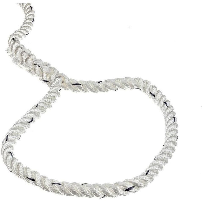 Seachoice 47571 Premium 3-Strand Twisted Nylon Dock Line, White w/ Blue Tracer, 1/2" x 25'