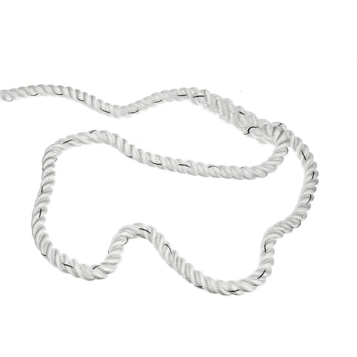 Seachoice 47631 Premium 3 Strand Twisted Nylon Dock Line, White w/ Blue Tracer, 3/4" x 25'