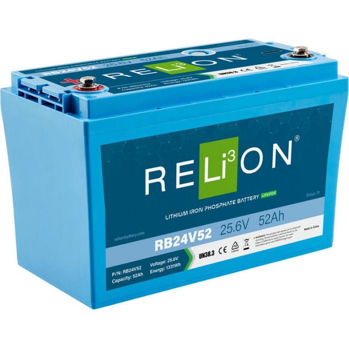 RELiON RB24V52 LiFePO4 Lithium Iron Phosphate 24V Battery, Group 24
