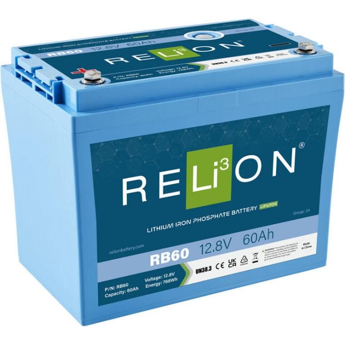 RELiON RB60 LiFePO4 Lithium Iron Phosphate 12V Battery, Group 24