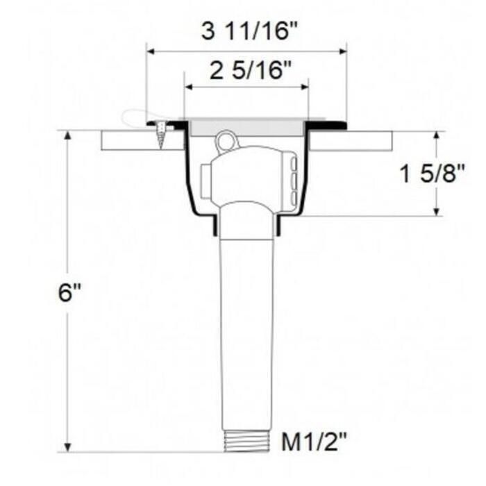 Scandvik 10298 Recessed Transom Shower White w/ 13' Nylon Hose, Horizontal Mount Only