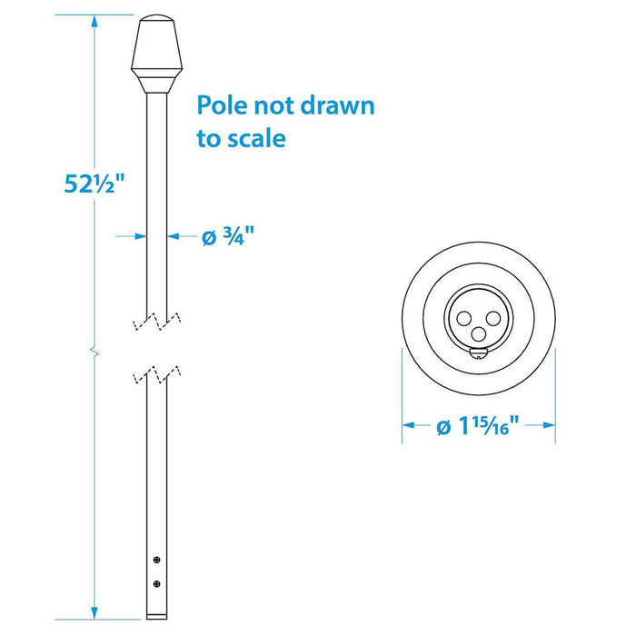 Seachoice 5701 LED All-Round White Light for Boating, Stow-A-Way Aluminum Light, 52-1/2 In.