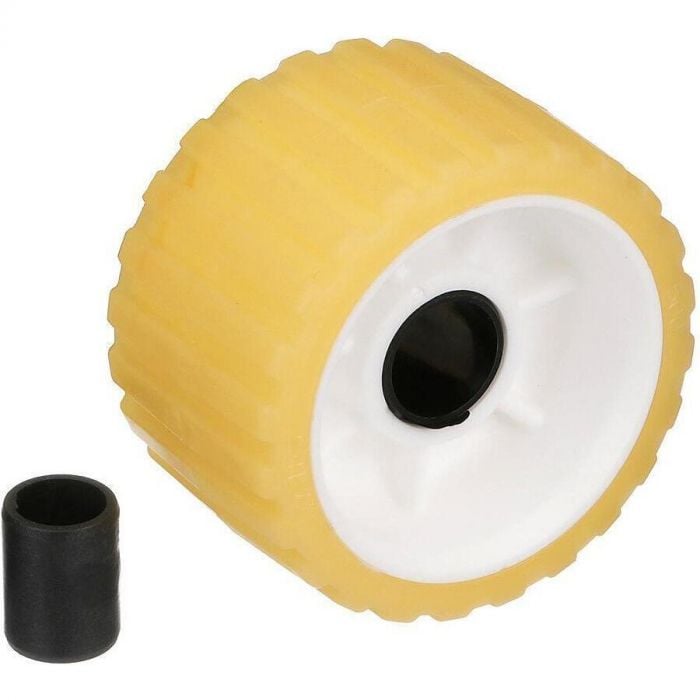 Seachoice 56540 Non-Marking TP Yellow Rubber Ribbed Roller 5" D x 3" W w/ 1-1/8", ID Hole
