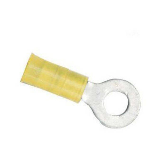 Ancor 230224 Marine Grade Nylon Insulated Ring Terminals, 1/4" Fastener, 12-10 Wire, Yellow, 4/Pk