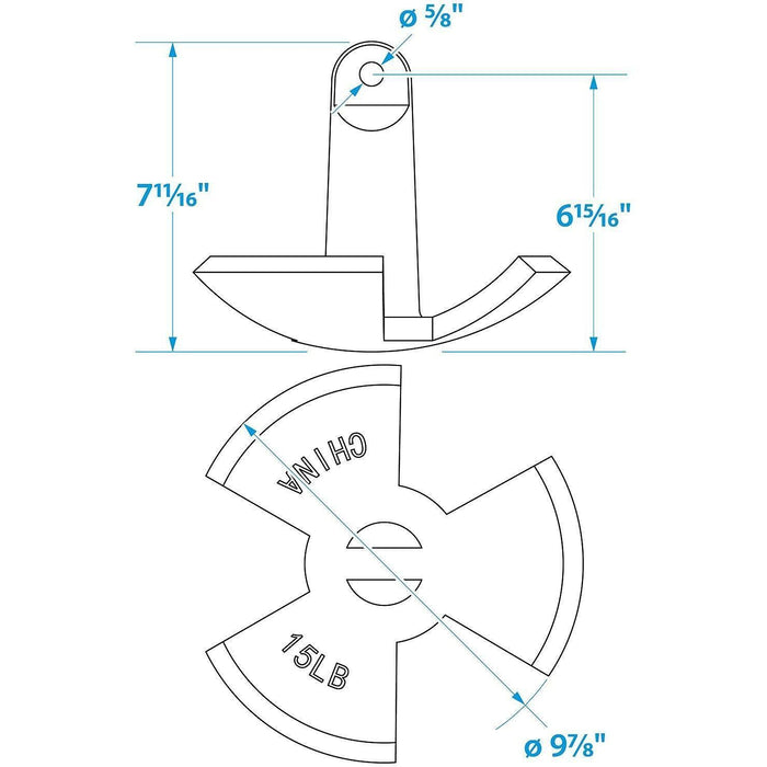Seachoice 41530 Black Vinyl Coated River Anchor, 30 lbs.
