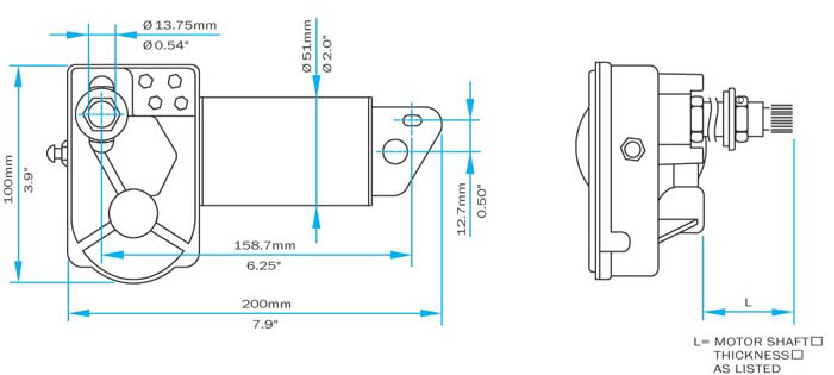Roca W10 Heavy Duty Marine Wiper Motor 24V with 3.5 Inch Shaft Two Speed Self Parking
