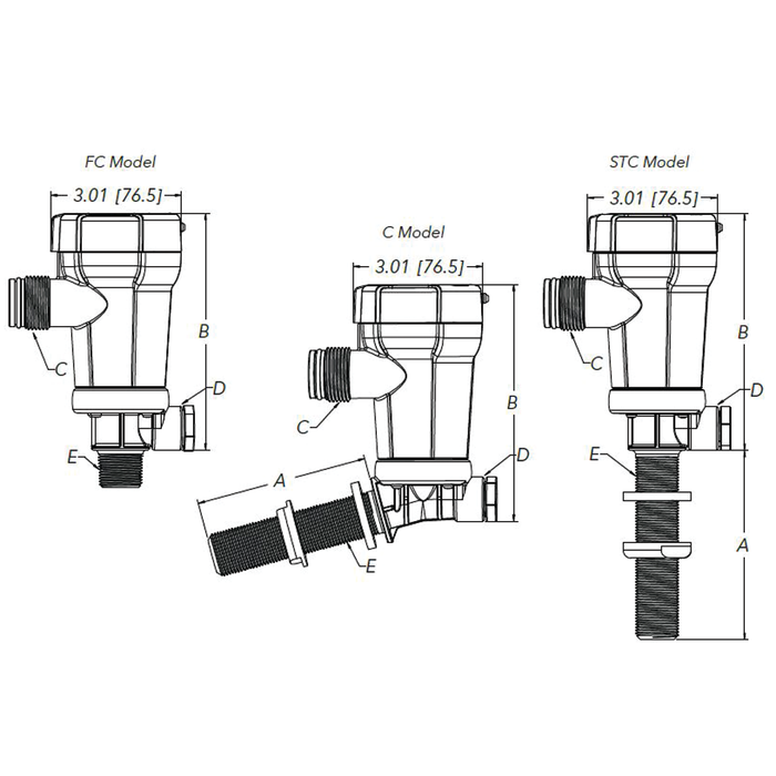 Rule 605STC Straight Thru-hull 1100 GPH 12V