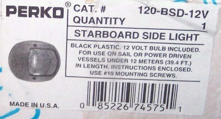 Perko 0120BSD12V | – – STARBOARD SIDE LIGHT BLACK