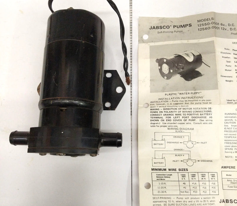 Jabsco 12550-0001 | – | 6 VOLT DC PLASTIC WATER PUPPY